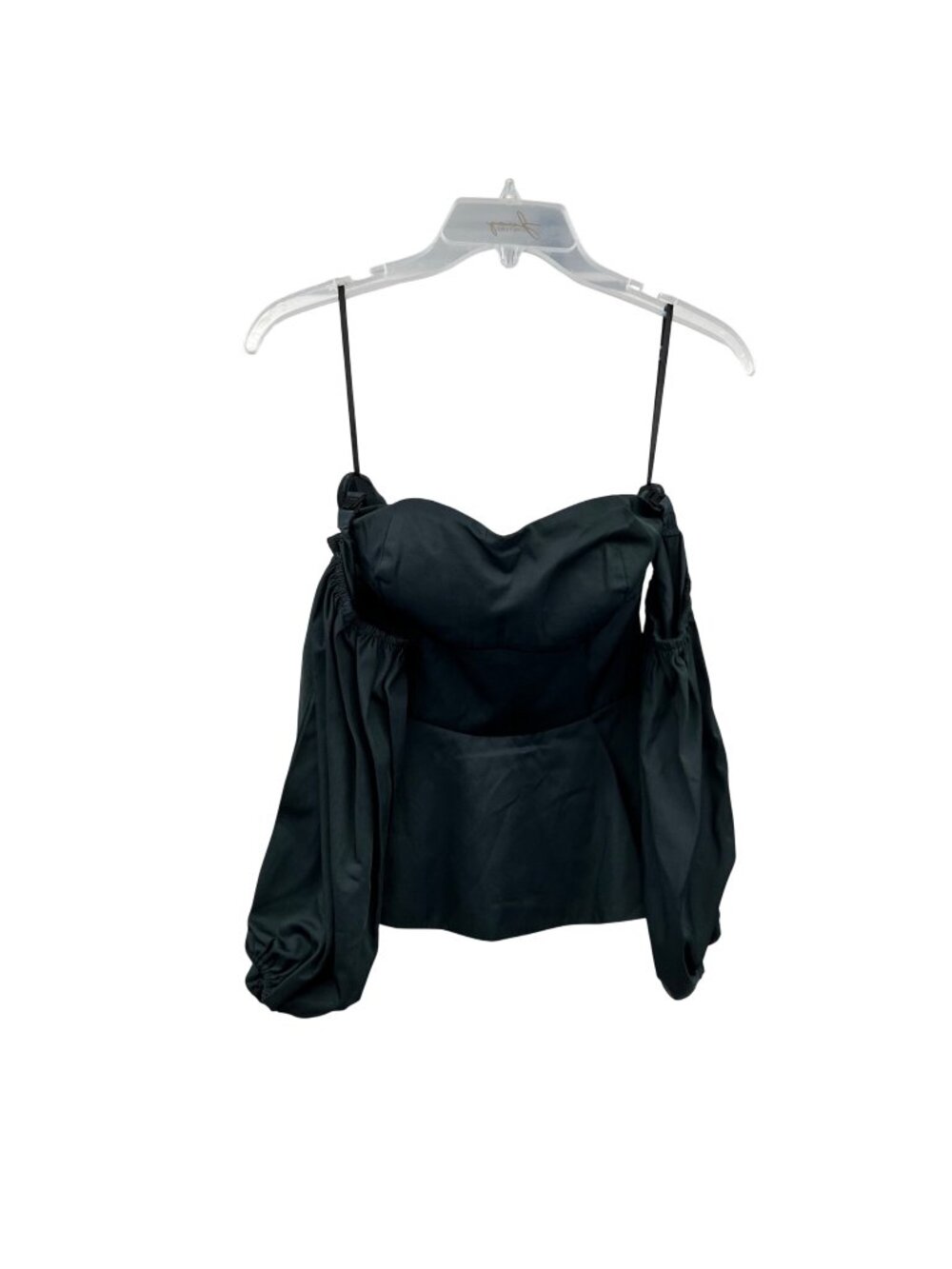Love, Bonito Peplum Crop Top Removable Puff Sleeve Dark Green Size 4